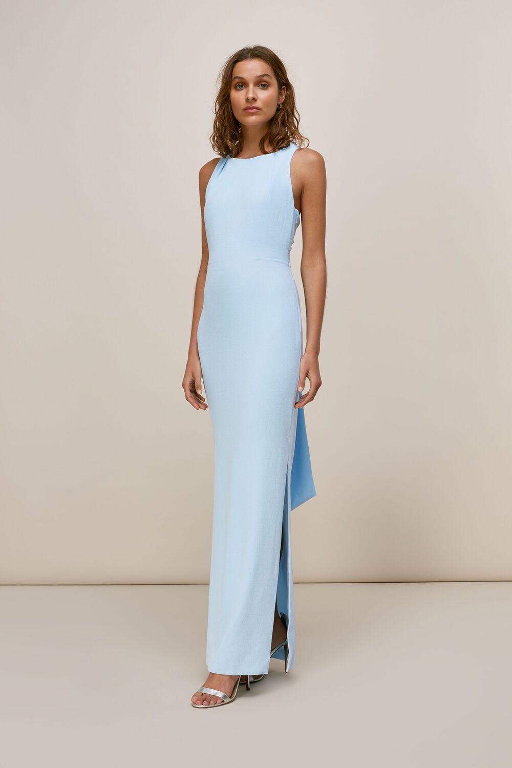Pale Blue Tied Back Maxi Dress