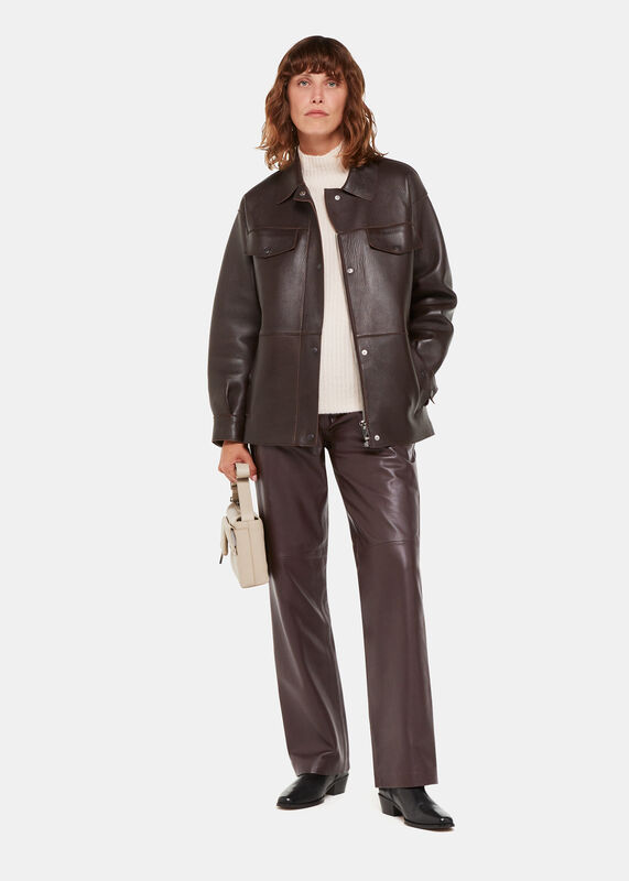Flat Front Leather Trousers