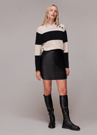 Stripe Button Neck Jumper