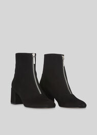 Rowan Suede Zip Front Boot Black