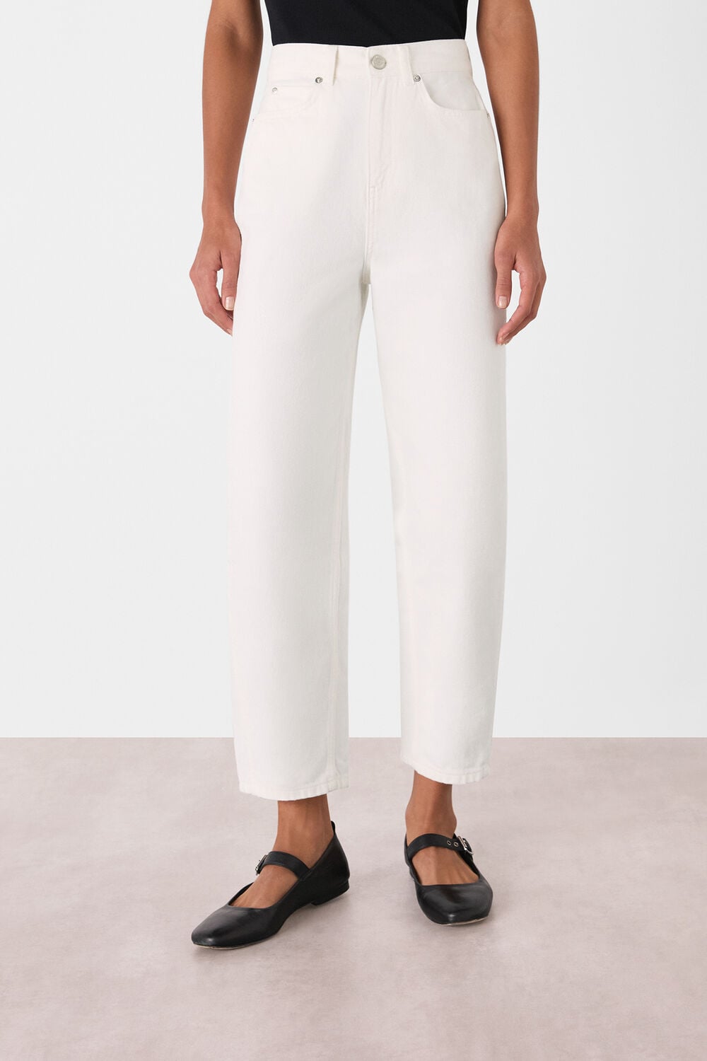 White Authentic Barrel Leg Jean