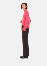 Wool Double Trim Funnel Neck