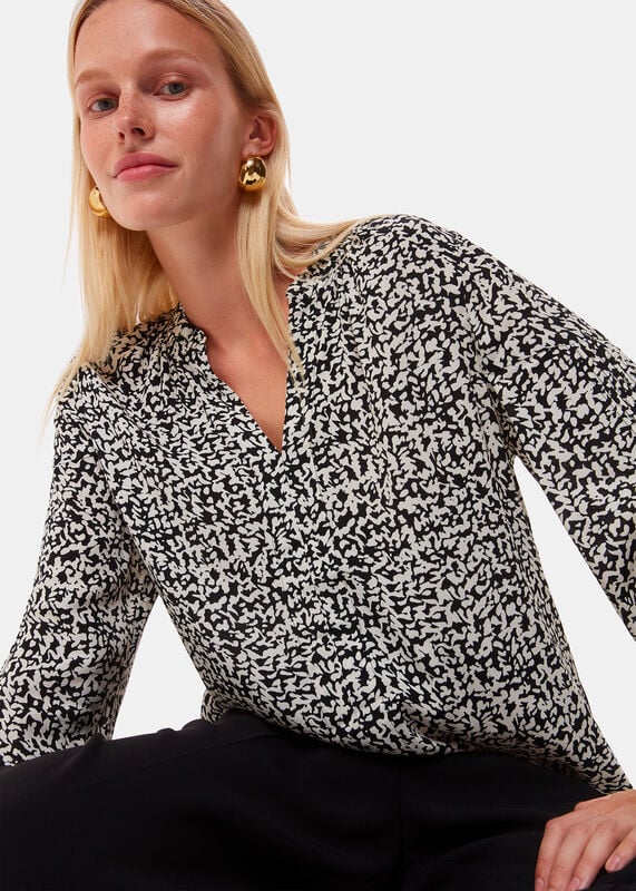 Black Scribble Print Blouse