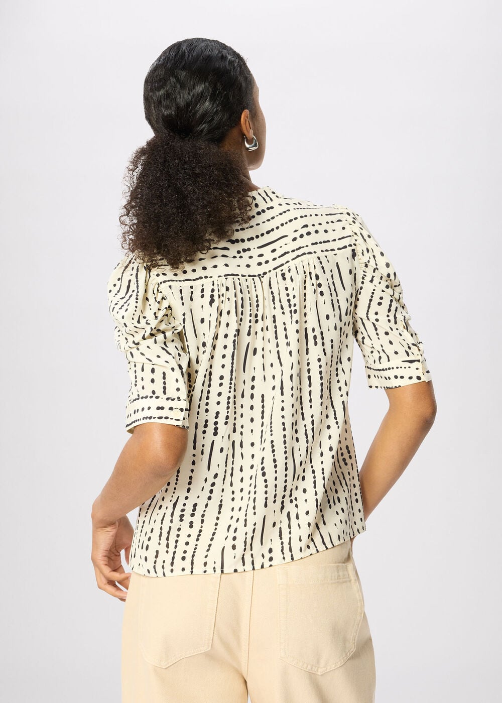 Dashed Spot Gathered Blouse