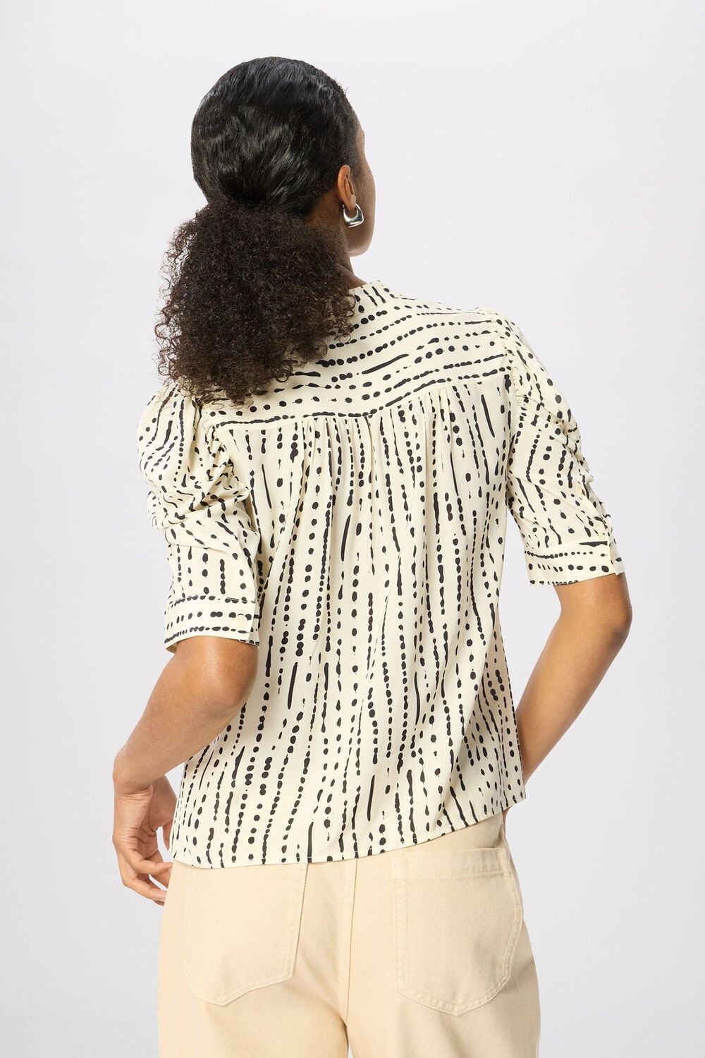 Dashed Spot Gathered Blouse