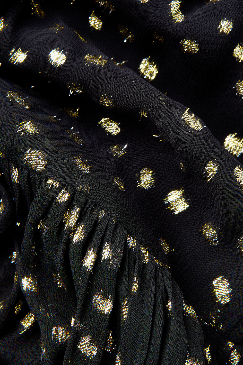 Black Metallic Dobby Ruffle Dress