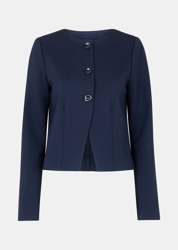 Navy Anne Ponte Button Jacket