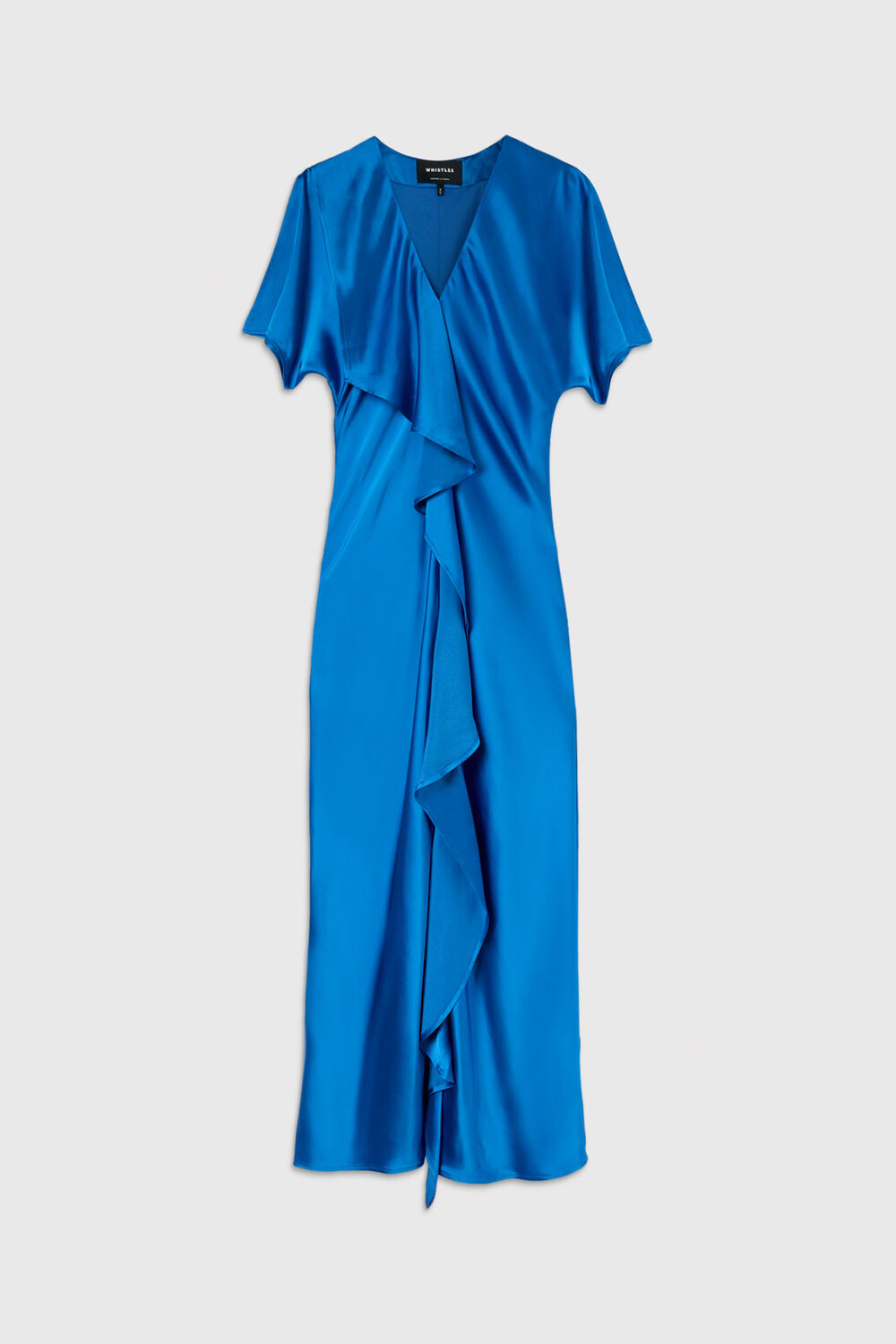 V Neck Ruffle Satin Dress