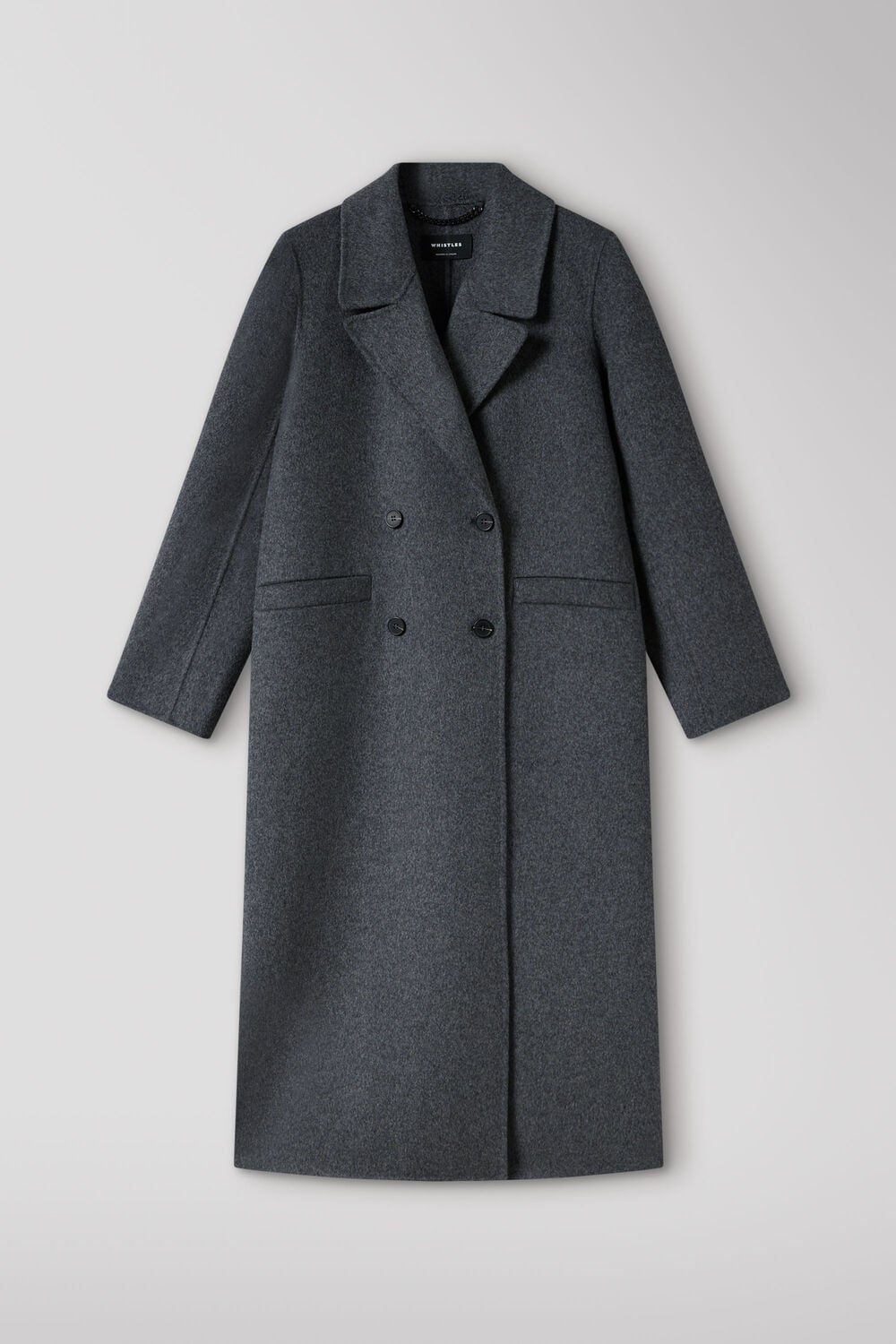 Grey Petite Relaxed Double Faced Coat