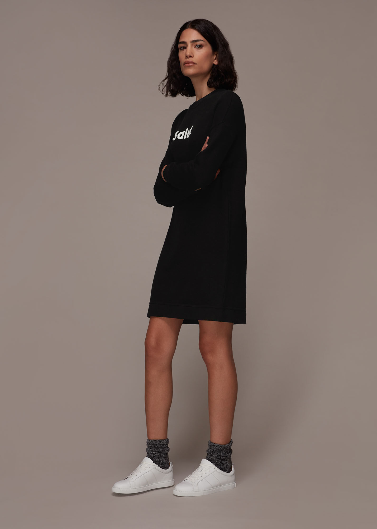 Black/Multi Salut Logo Sweat Dress | WHISTLES |