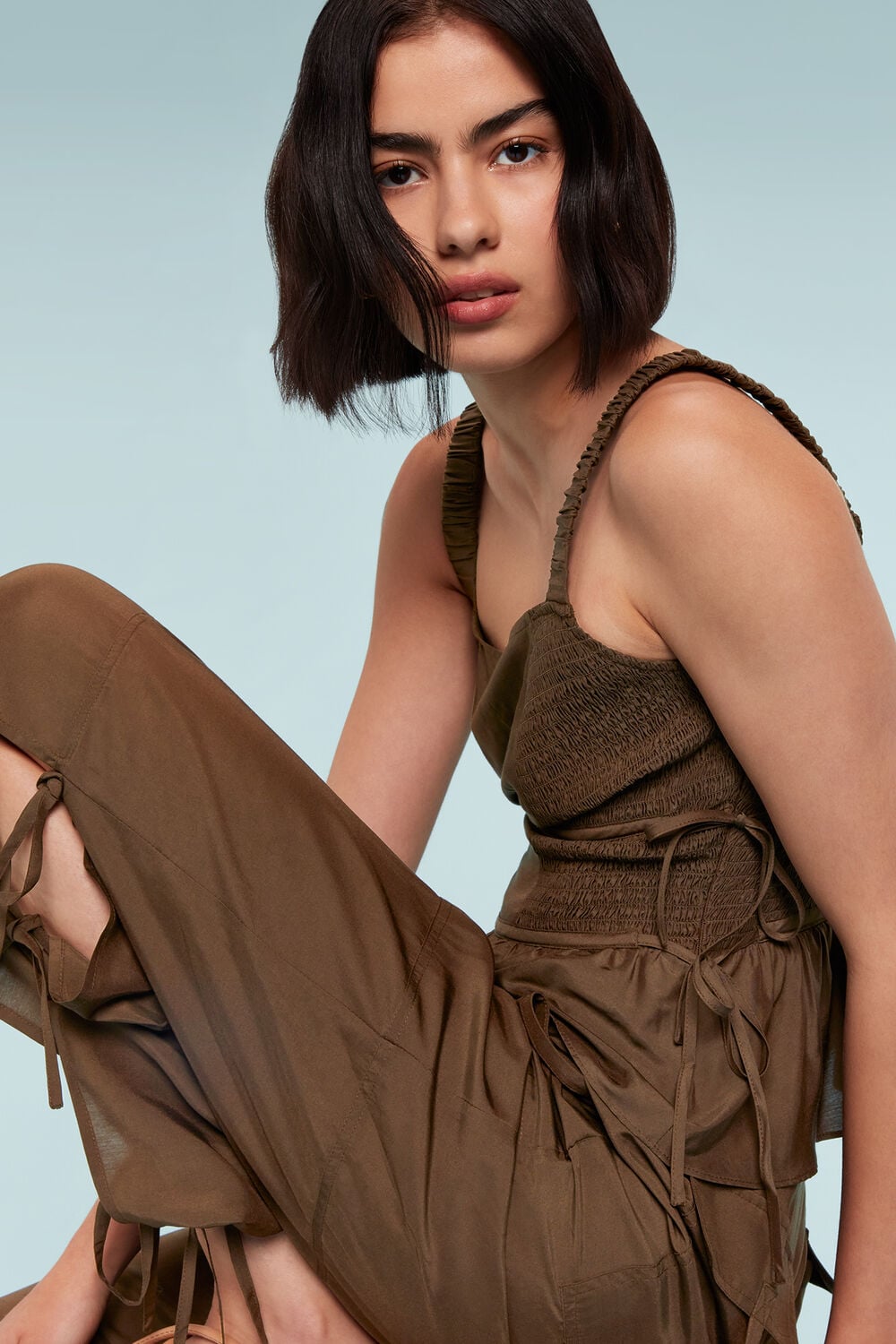 Chocolate Tie Detail Pants&nbsp;