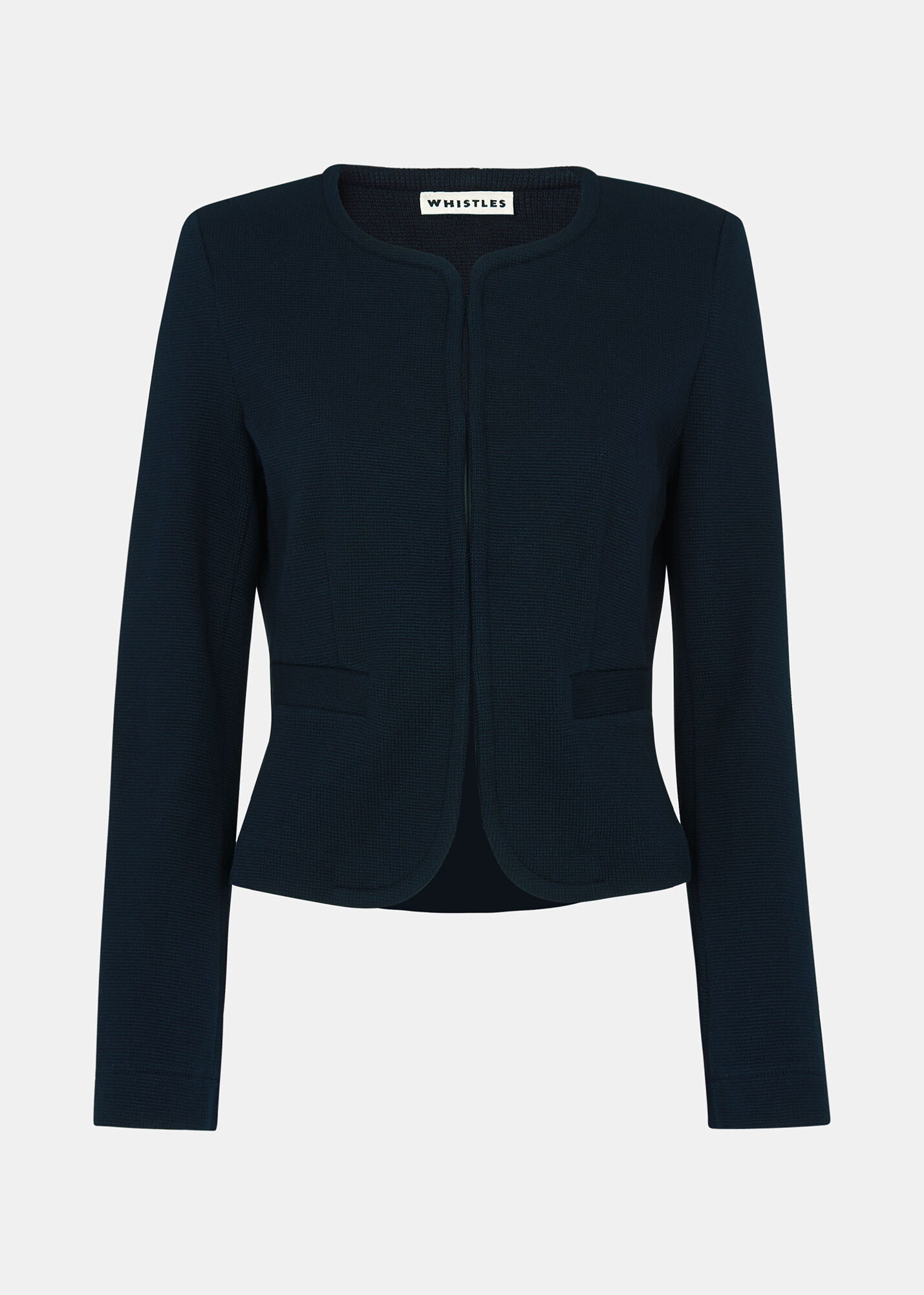 Navy Collarless Jersey Jacket WHISTLES