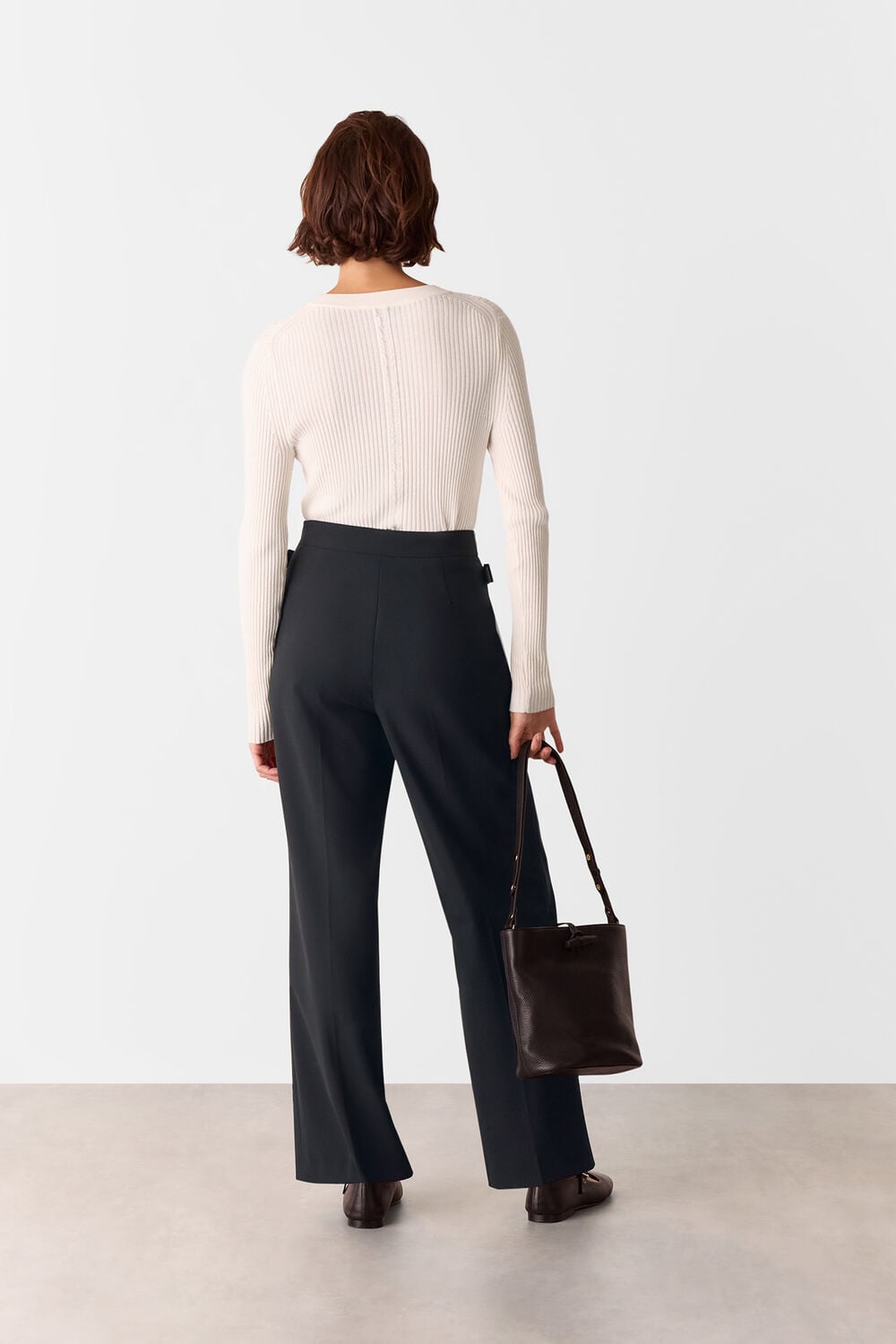 Wool Blend Tab Detail Trouser