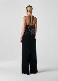Square Sequin Cami Top Black