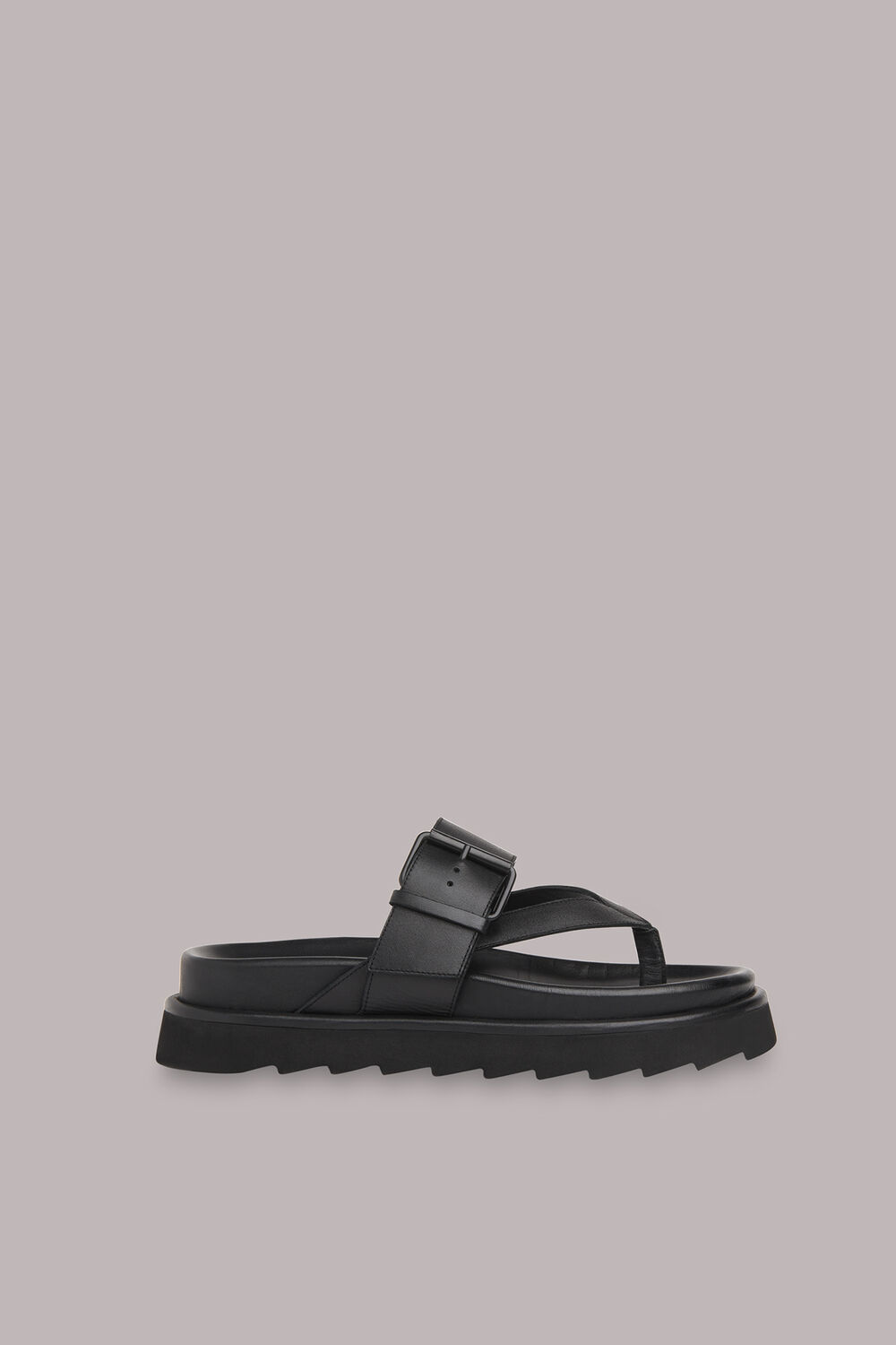Black Sutton Toe Post Buckle Sandal
