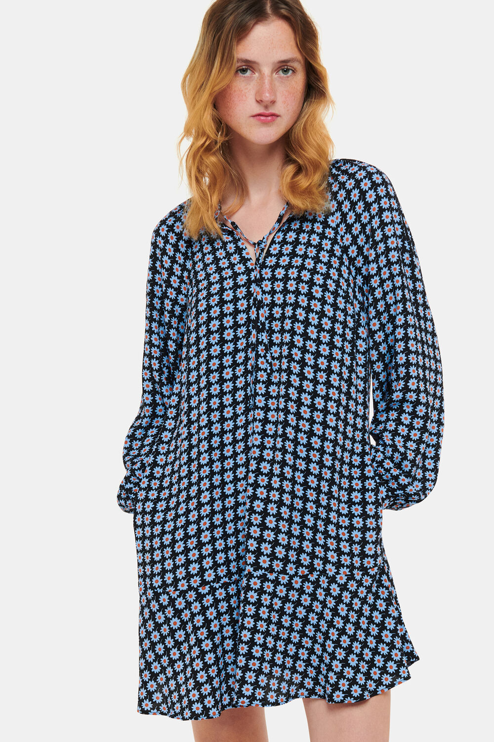 Blue Floral Dot Flippy Dress
