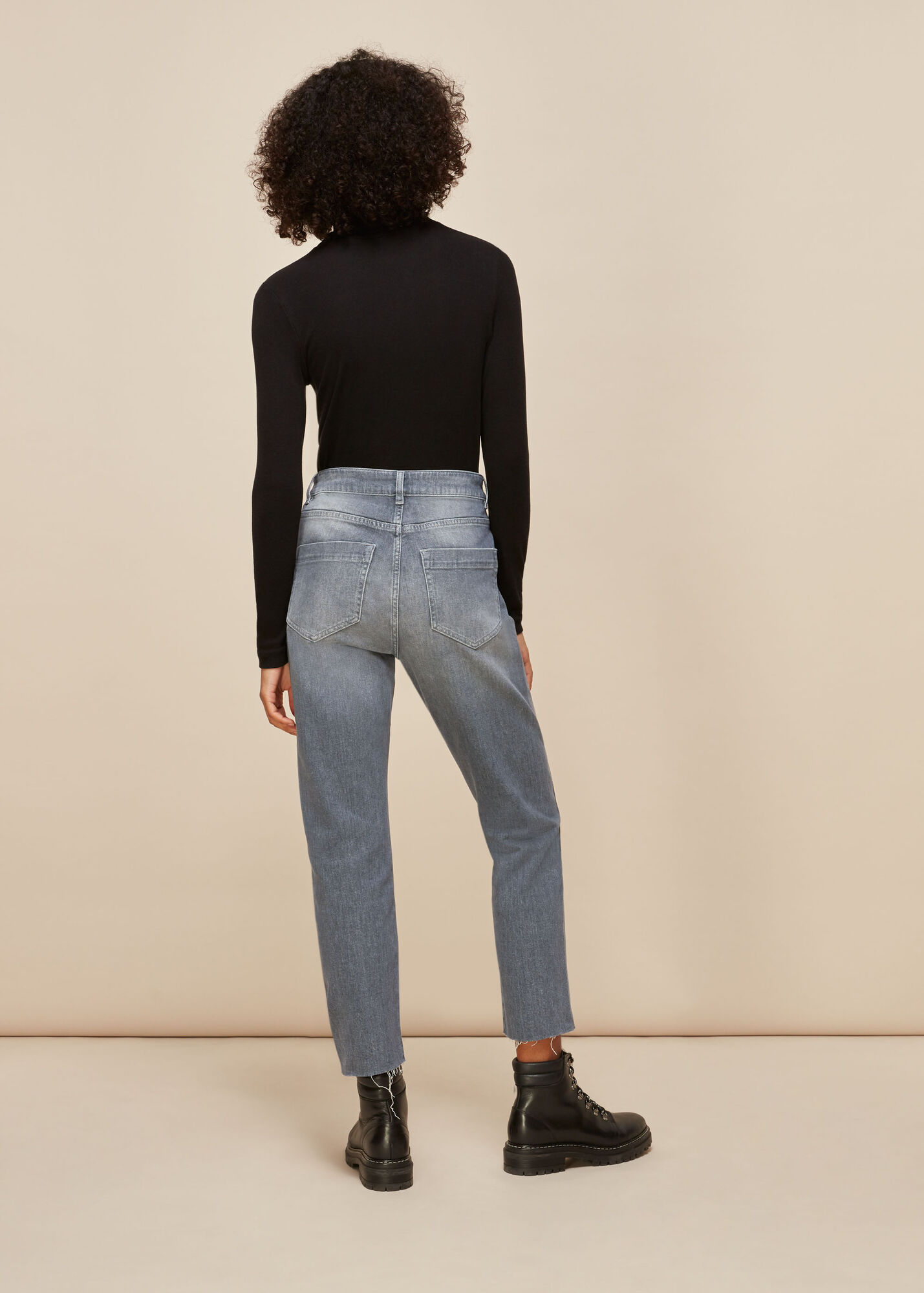 Grey Frayed Slim Detail Jean WHISTLES