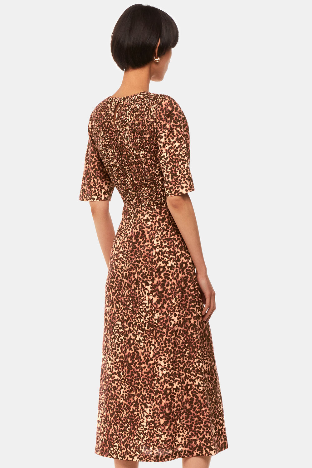 Multicolour animal print short sleeve midi dress