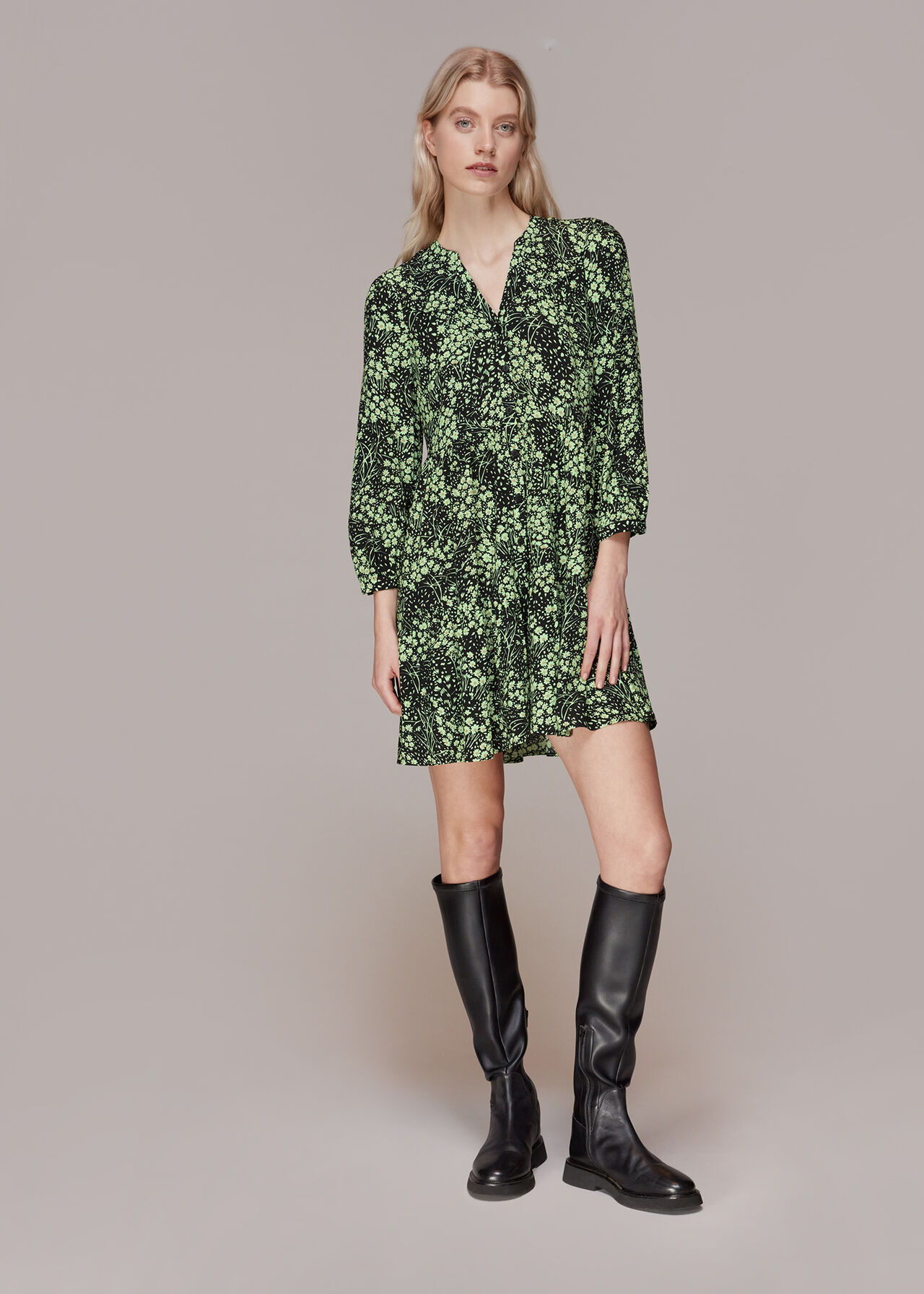 Green/Multi Daisy Meadow Print Dress | WHISTLES