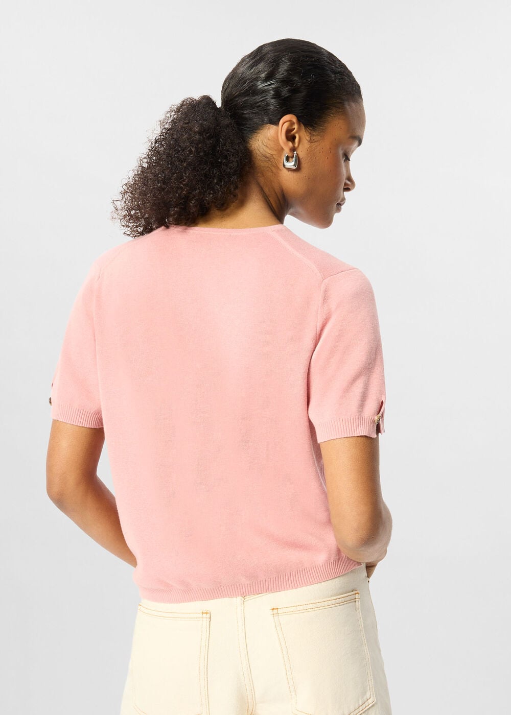 Short Sleeve Button Front Knit