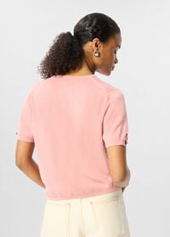 Short Sleeve Button Front Knit
