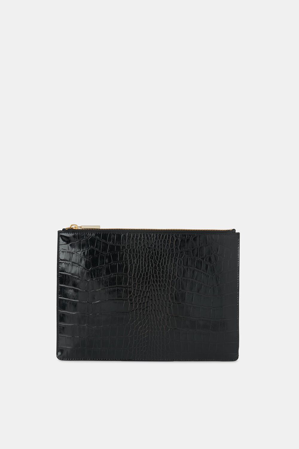 Black Shiny Croc Medium Clutch
