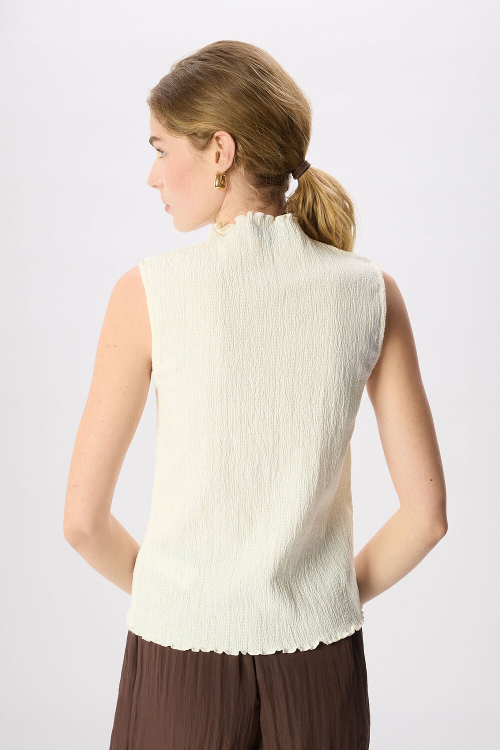 Ivory Textured Sleeveless Top