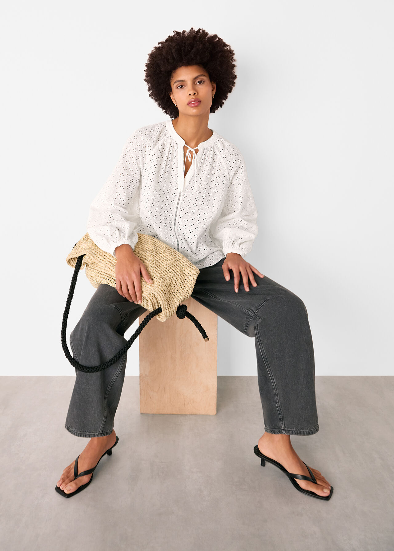 Broderie V Neck Blouse
