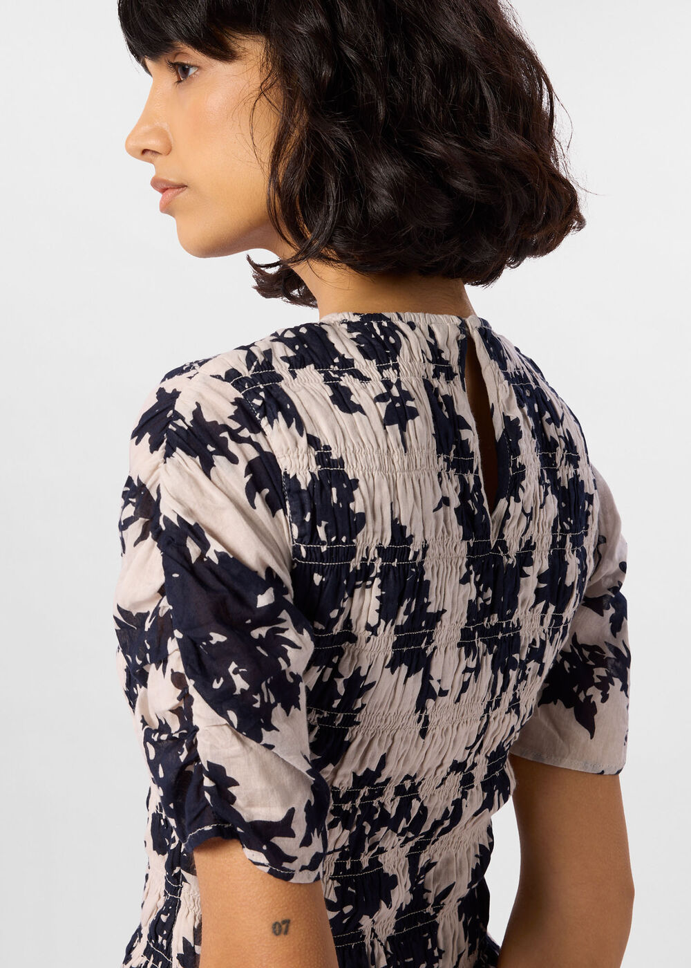 Shadow Floral Shirred Top