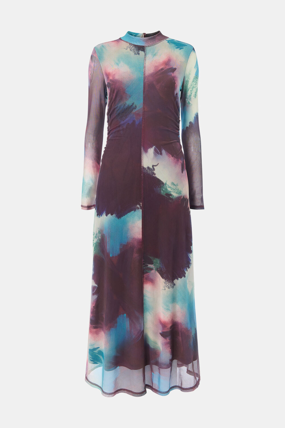 Oil Paint Print Mesh Dress