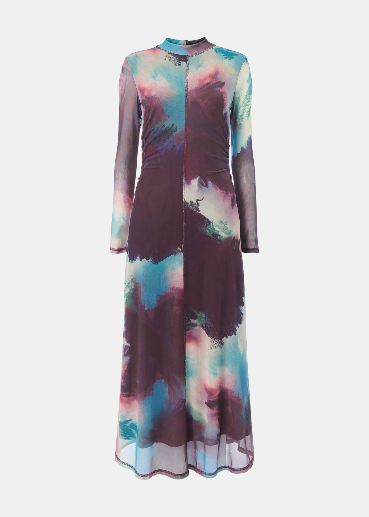 Oil Paint Print Mesh Dress