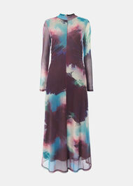 Oil Paint Print Mesh Dress