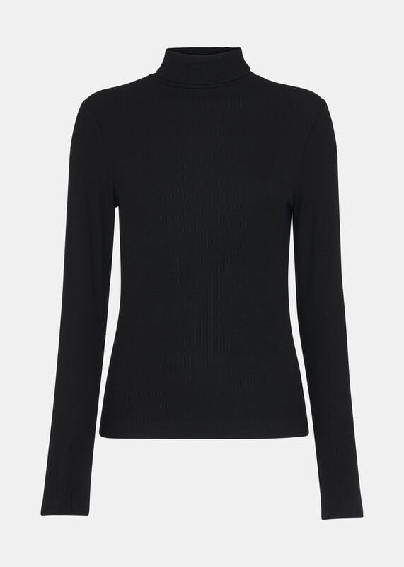 Black Essential Ribbed Turtleneck