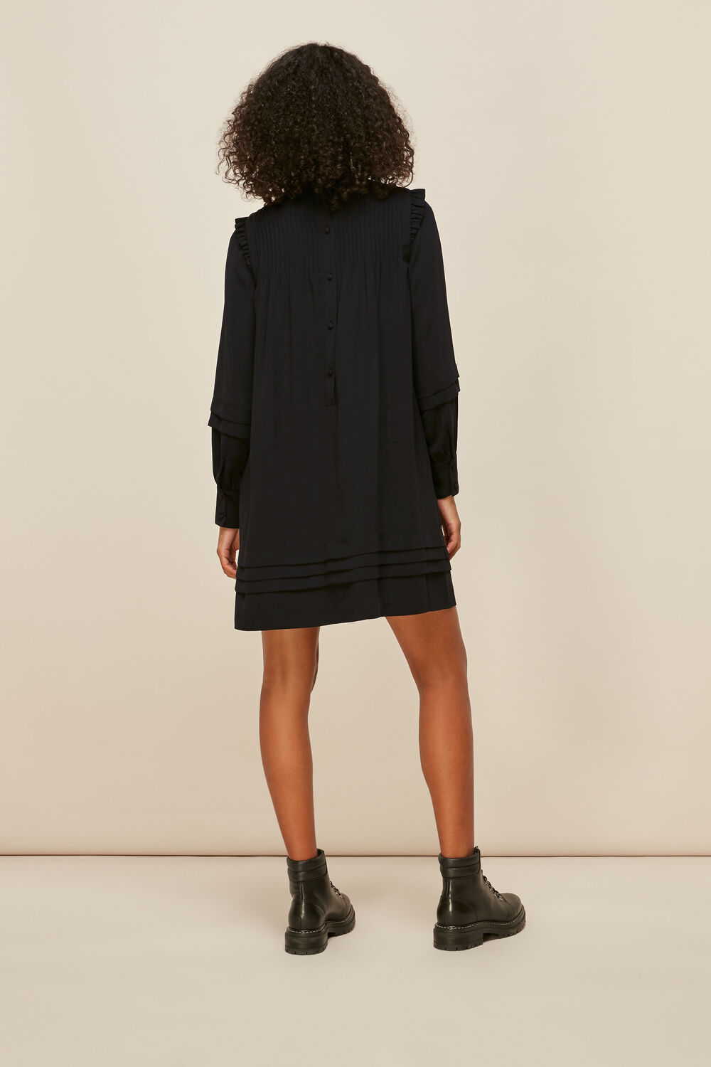 Lace Trim Pintuck Dress