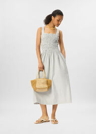 Seersucker Ruched Bodice Dress