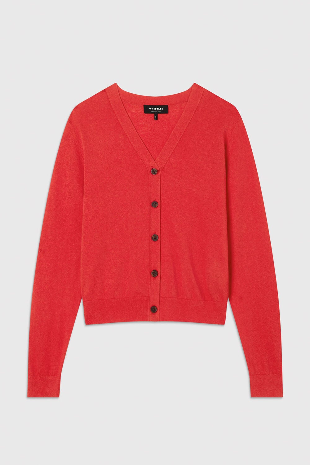 Red V Neck Linen Cardigan