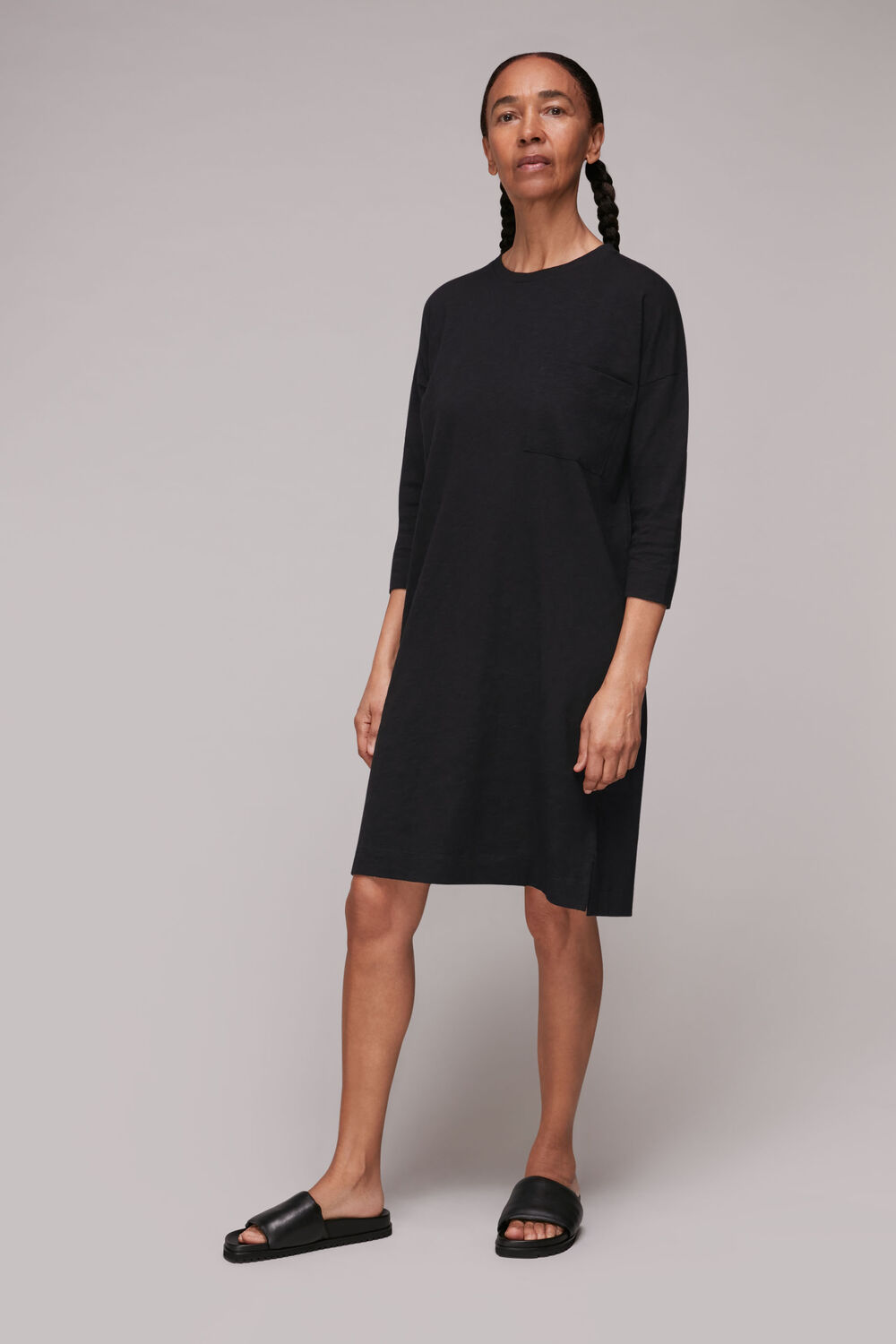 Black Cotton Pocket Dress