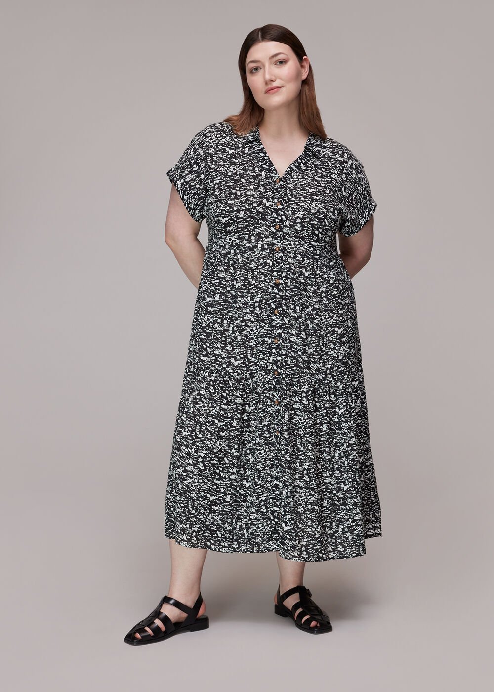 Abstract Smudge Tiered Dress