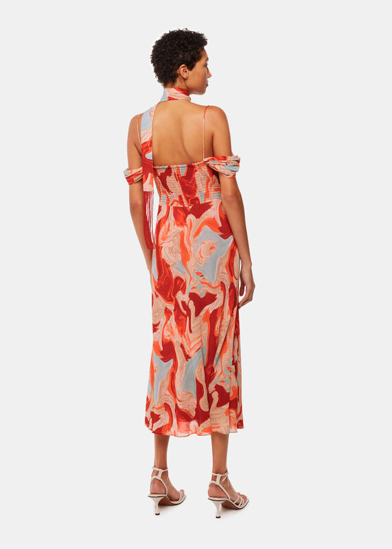 Red Marble Print Dress