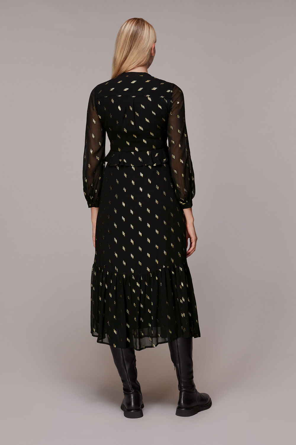 Dobby Metallic Midi Dress