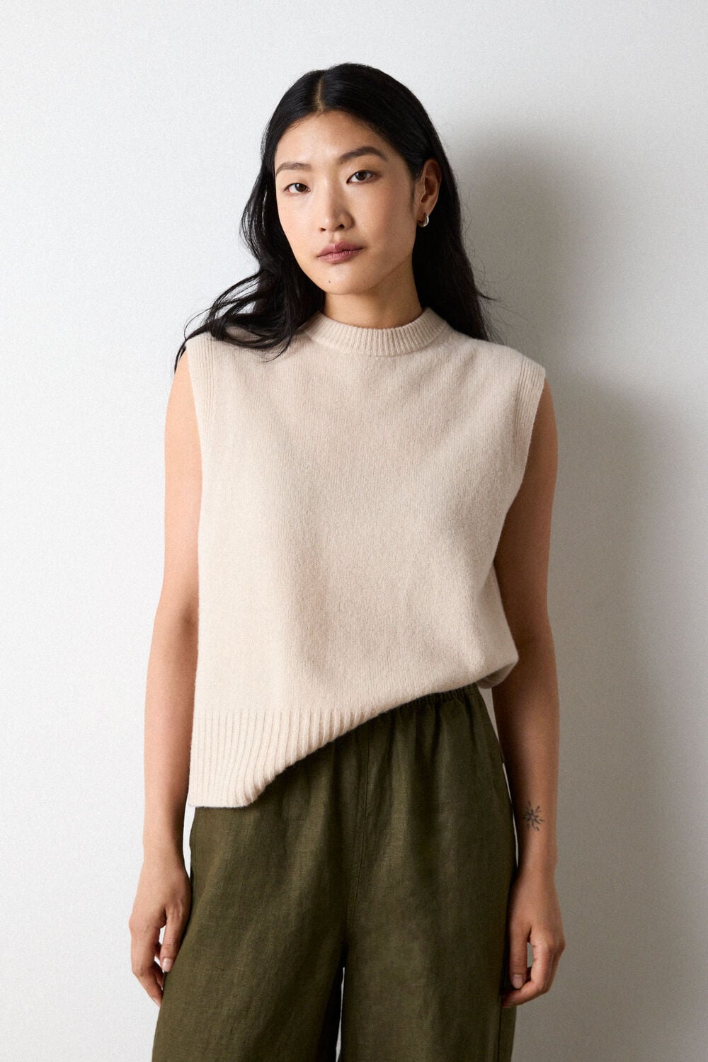 Ivory Wool Sleeveless Tank