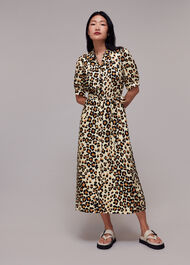 Painted Leopard Shirt Dress