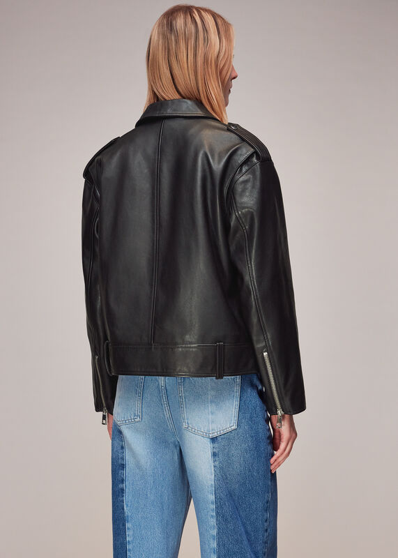 Black Sophia Oversized Leather Biker