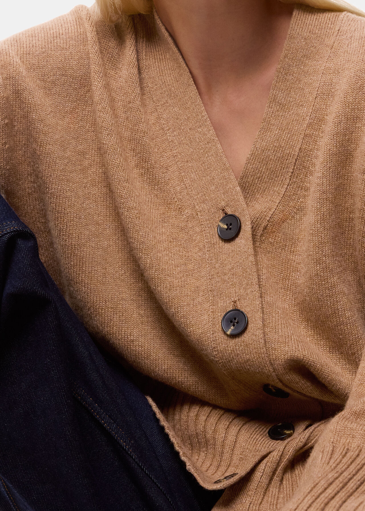 Cashmere Blend Ribbed Cardigan