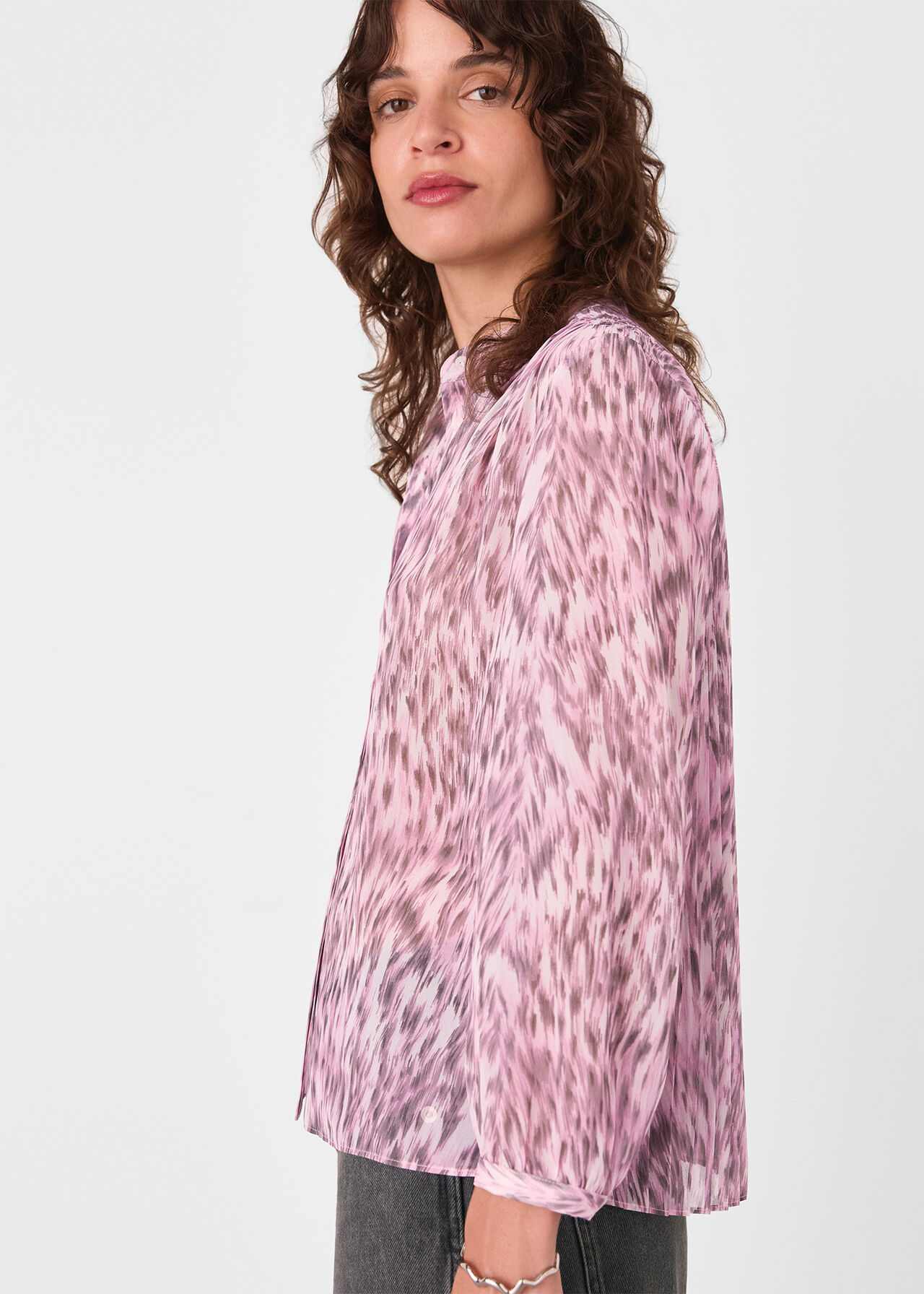 Leopard Pleat Detail Shirt