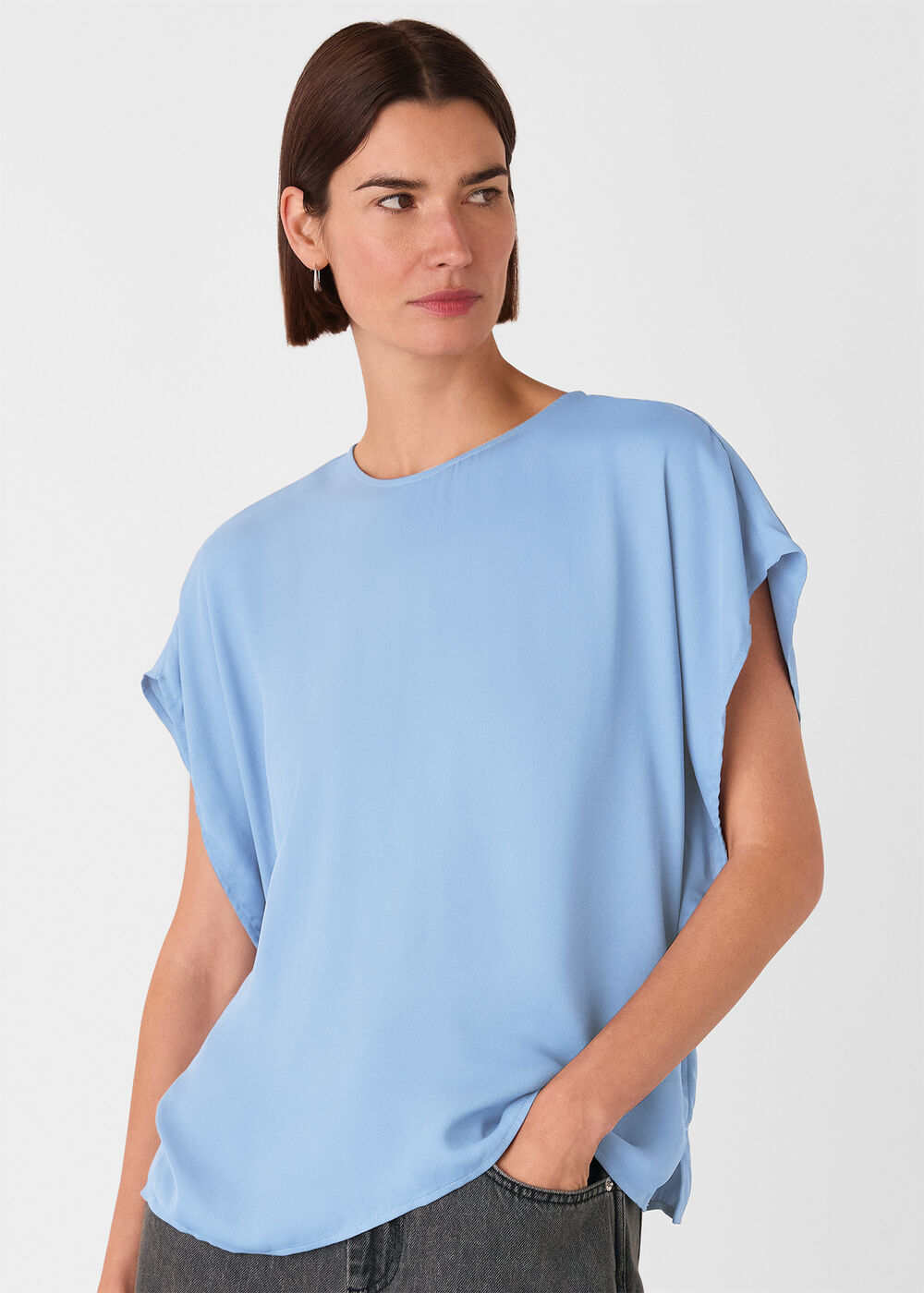 Short Sleeve Crepe Shell Top
