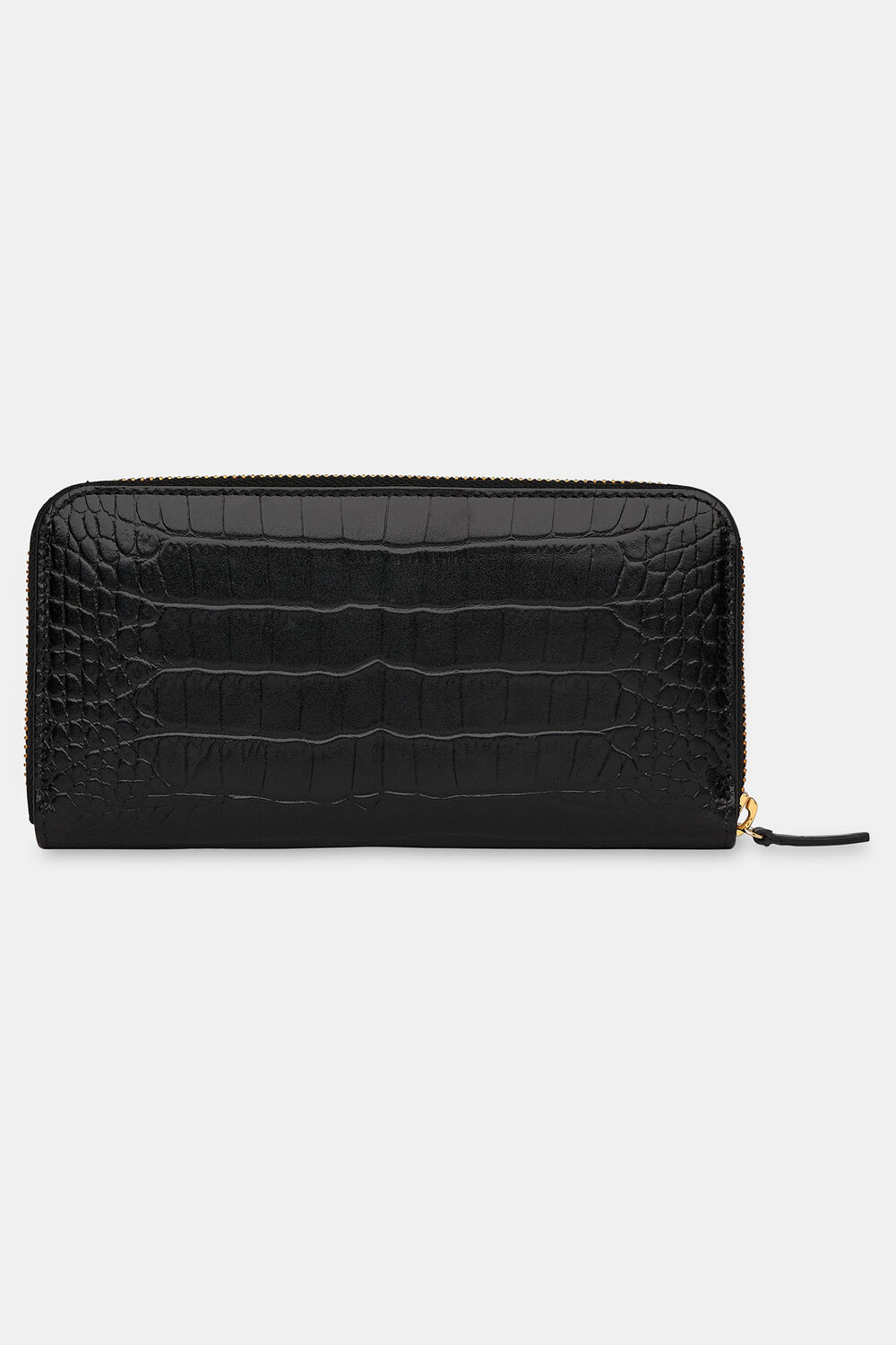 Black Shiny Croc Long Purse