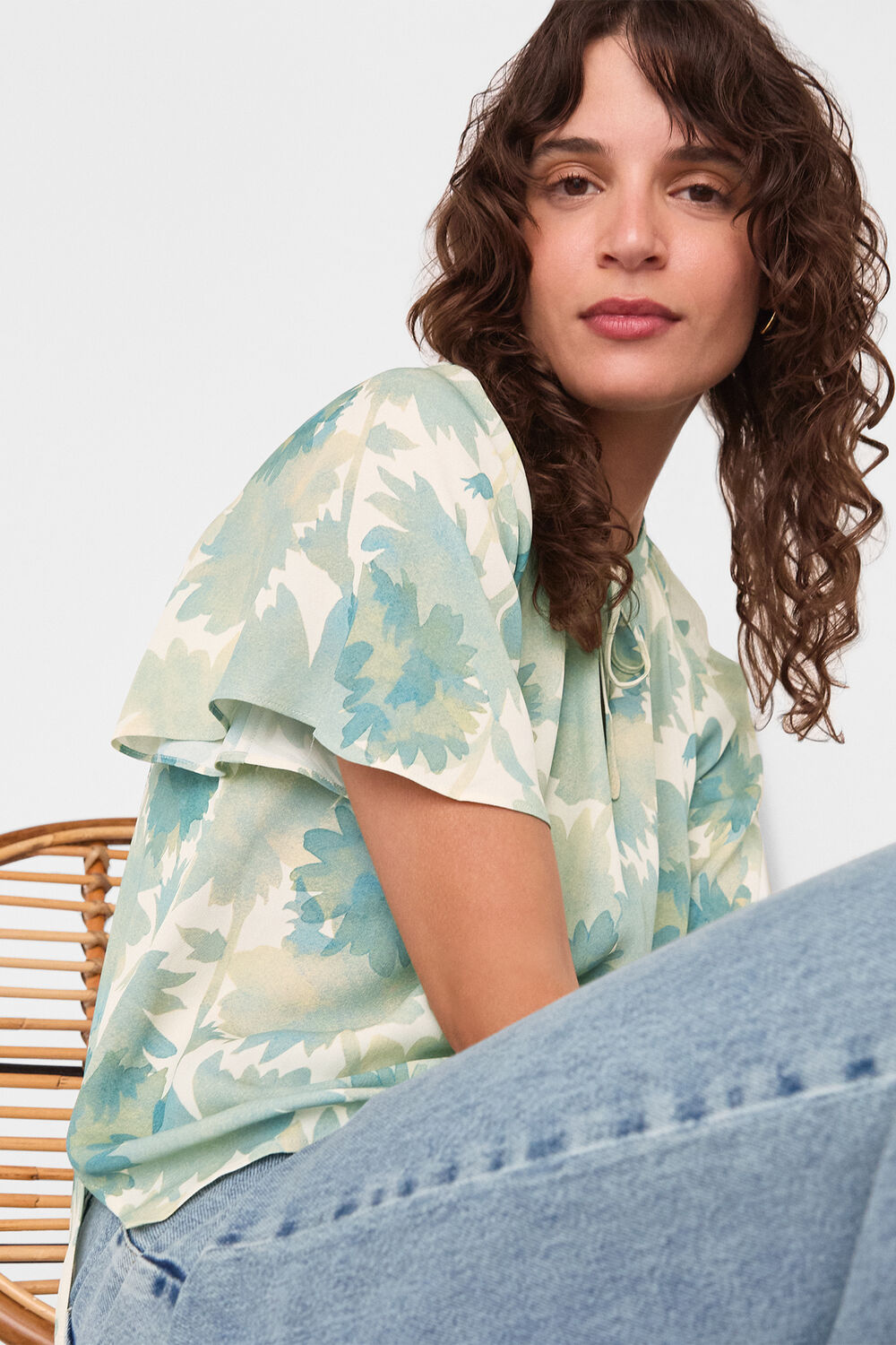 Floral Tie Neck Blouse