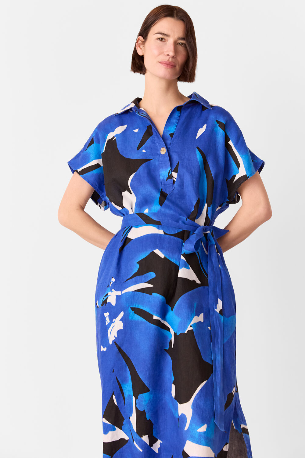 Abstract Blooms Linen Dress