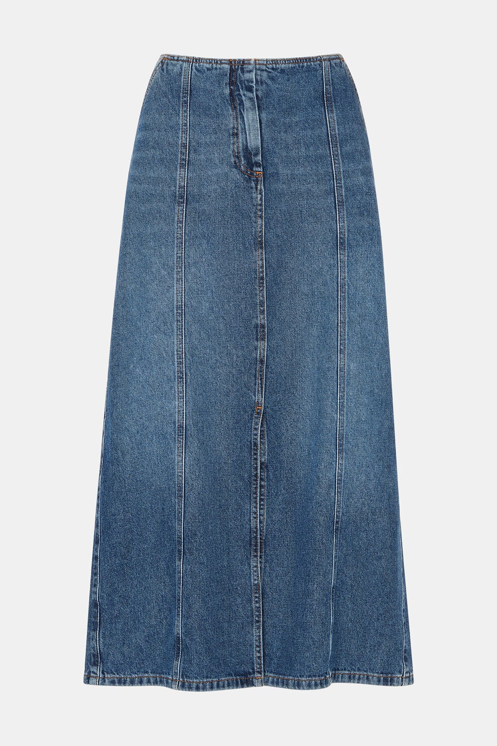 Patchwork Denim Midi Skirt